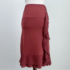 Intimissimi Terracotta Soft Modal Chiffon Ruffle Knee Length Slip Skirt MEDIUM